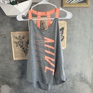 Nike Women's Gray Tank Top with Coral Accents